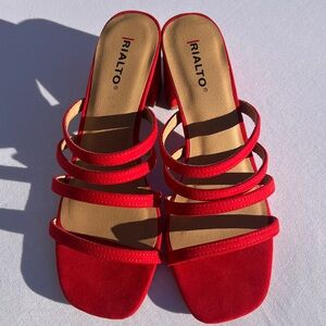 RIALTO Red Slide-On Chunky Dress Sandal SZ: 8.5M nwot